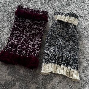 2 100% wool handmade knit Blue Burgundy dog sweater S M Boy Girl.